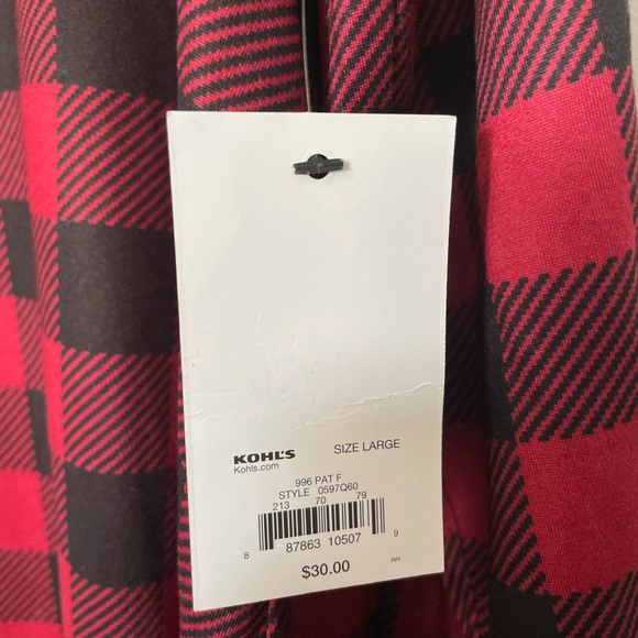 Women’s Black & Red Buffalo Plaid Nightgown / Sleep Dress, Size Large, NWT - Picture 2 of 9